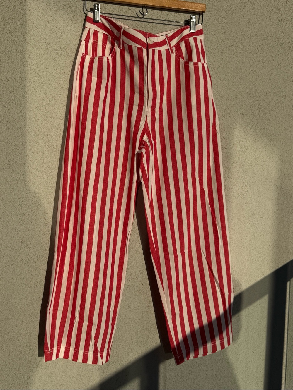 Zara Red and White Vertical Stripe Kids Pajama Bottoms